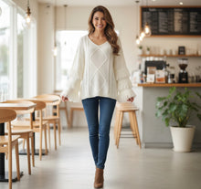 Load image into Gallery viewer, Cream Pria Fringe Sweater