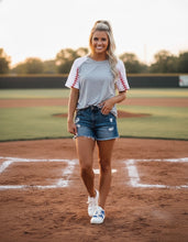 Load image into Gallery viewer, Baseball Laces Short Sleeve Top