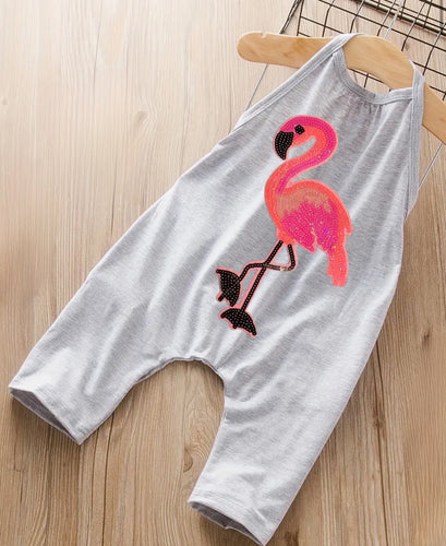 Girls Sequined Patch Romper (Flamingo or Puppy Dog)