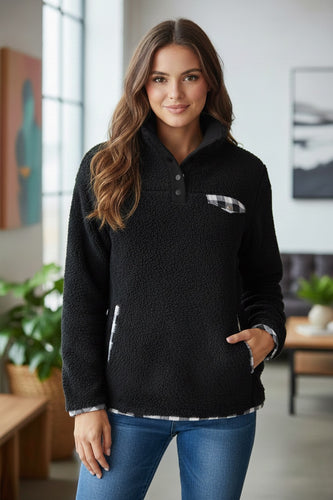 Checkered Plush Pullover