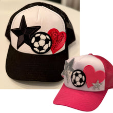 Load image into Gallery viewer, Soccer Patch Trucker Caps (Black or Pink)