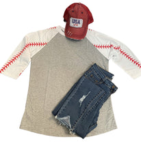 Load image into Gallery viewer, Baseball Laces Raglan Top