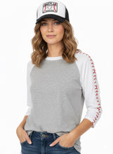 Load image into Gallery viewer, Baseball Laces Raglan Top