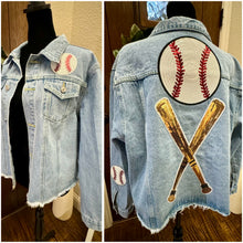 Load image into Gallery viewer, Sequined Baseball Denim Patch Jacket