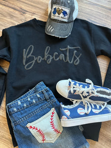 Black on Black BOBCATS Puff Sweatshirt