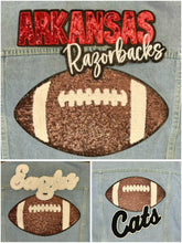 Load image into Gallery viewer, Sequined Football Patch Denim Jacket (Various Options)