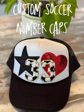 Load image into Gallery viewer, Soccer Number Patch Trucker Hats