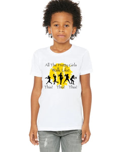 All The Pretty Girls Walk Like This Softball Sweatshirt & Tee (Youth)