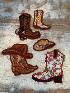 Cowboy Boots & Hat Iron On Patches