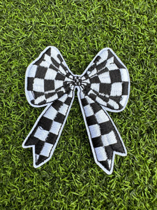 Checkered Bow Iron On Patches