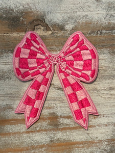 Checkered Bow Iron On Patches