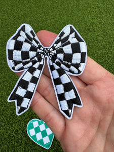 Checkered Bow Iron On Patches