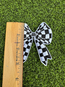 Checkered Bow Iron On Patches