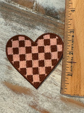 Load image into Gallery viewer, Checkered Heart Iron On Patches