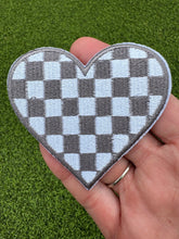 Load image into Gallery viewer, Checkered Heart Iron On Patches