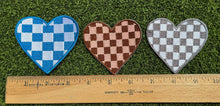 Load image into Gallery viewer, Checkered Heart Iron On Patches