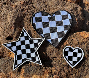 Checkered Star Iron On Patch