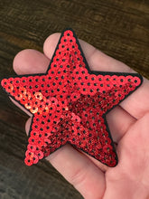 Load image into Gallery viewer, Red Sequin Star Iron On Patch