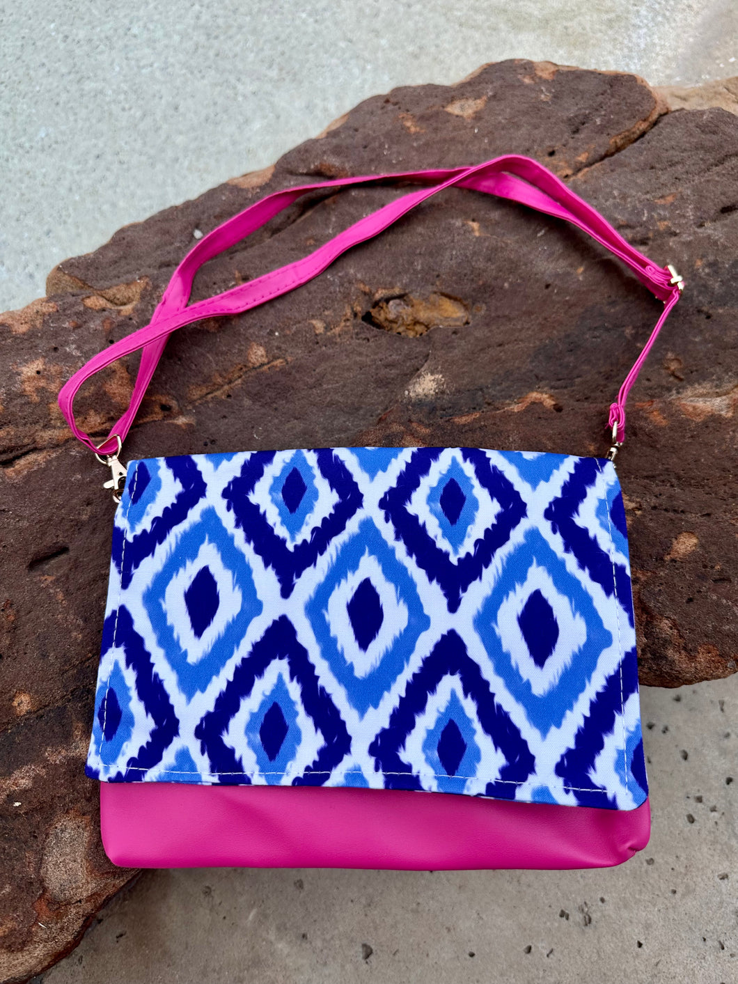 Blue Ikat Convertible Clutch