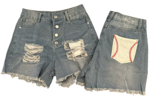 Denim Baseball Laced Shorts