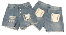 Load image into Gallery viewer, Denim Baseball Laced Shorts
