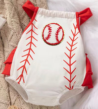 Load image into Gallery viewer, Ruffled Baseball Onsie