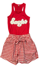 Load image into Gallery viewer, Picnic Gingham Ruffle Shorts (Navy &amp; Red)