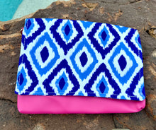 Load image into Gallery viewer, Blue Ikat Convertible Clutch