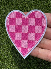 Load image into Gallery viewer, Checkered Heart Iron On Patches