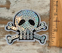 Load image into Gallery viewer, Sequined Skull &amp; Crossbones Iron On Patch