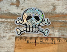 Load image into Gallery viewer, Sequined Skull &amp; Crossbones Iron On Patch