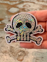 Load image into Gallery viewer, Sequined Skull &amp; Crossbones Iron On Patch