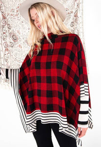 Buffalo Plaid Poncho - The Barron Boutique