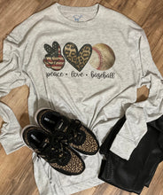 Load image into Gallery viewer, Peace, Love, Baseball (Short/Long Sleeve &amp; Bleached) - The Barron Boutique
