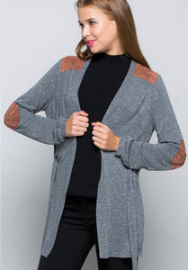 Suede Patch Cardigan - The Barron Boutique