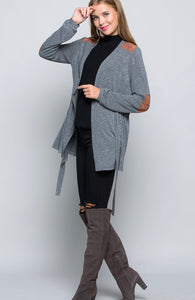 Suede Patch Cardigan - The Barron Boutique