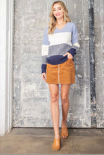 Load image into Gallery viewer, Striped V-Neck Sweater in Blue - The Barron Boutique