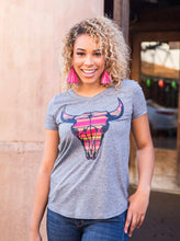 Load image into Gallery viewer, Serape Bull Skull Tee