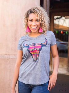 Serape Bull Skull Tee