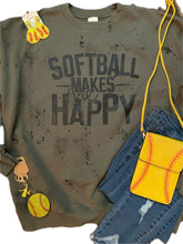 Load image into Gallery viewer, Softball Makes Me Happy Sweatshirt