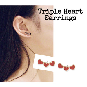 Triple Heart Earrings