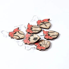 Load image into Gallery viewer, Wood &amp; Bows Sports Earrings