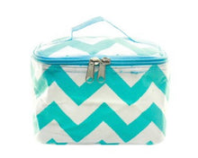 Load image into Gallery viewer, Turquoise Chevron Cosmetic/Toiletry Bag