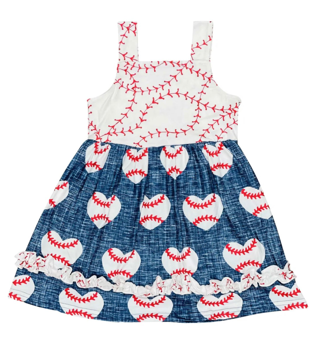 Youth Baseball Heart Dress