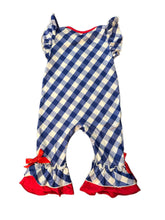 Load image into Gallery viewer, Little Girls Baseball Checkered Romper