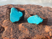 Load image into Gallery viewer, Leather &amp; Turquoise Cuff