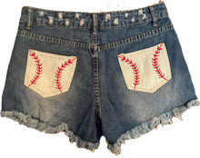 Load image into Gallery viewer, Denim Baseball Laced Shorts