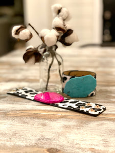 Turquoise & Leopard Cuff - The Barron Boutique