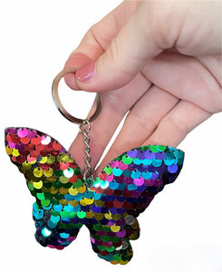 Sequin Butterfly Key Chain