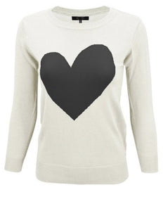 Black Heart Fitted Sweater (Oatmeal)